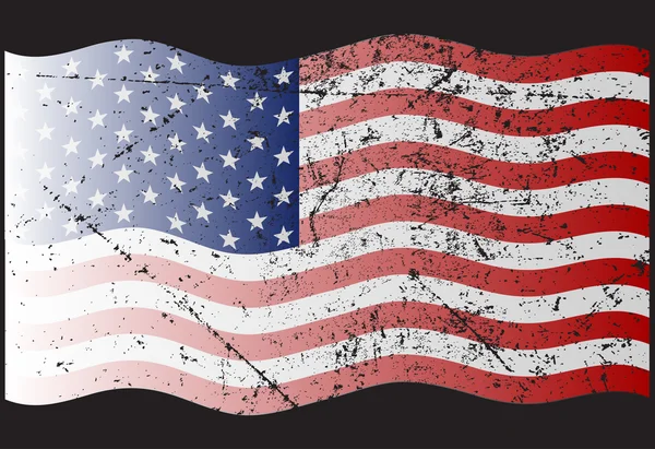 Bandera americana con olas — Vector de stock