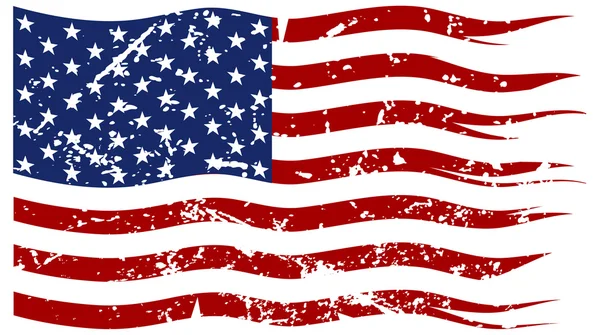 Bandera americana rasgada y gruñida — Vector de stock