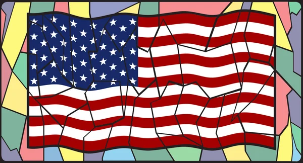 Флаг США на витраж — стоковый вектор