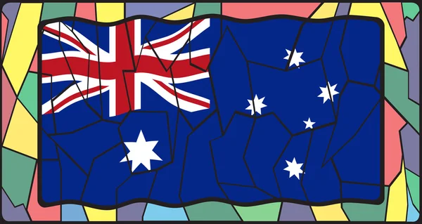 Australia Flag On Stained Glass Window — Stock Vector