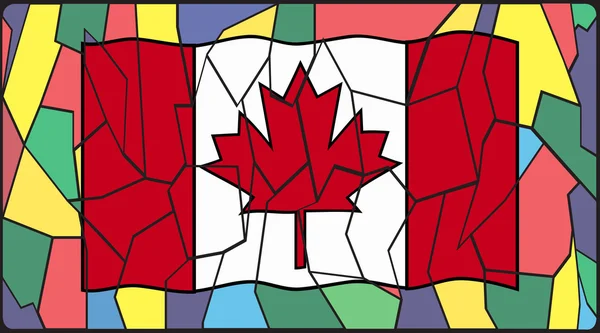 Bendera Kanada Pada Jendela Kaca Bernoda - Stok Vektor