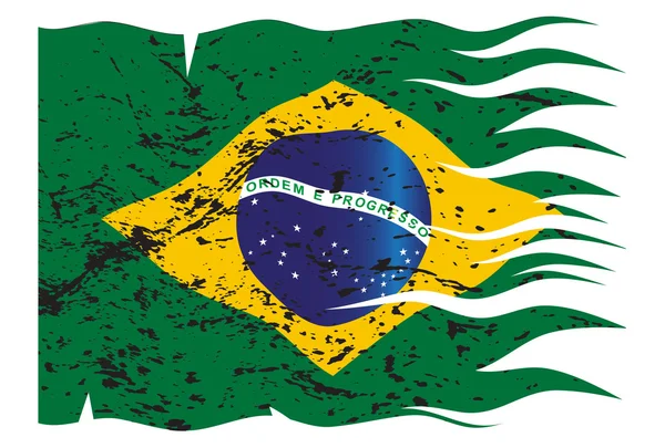 Wavy Brazil Flag Grunged — Stock Vector