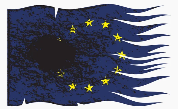 Ondulado Bandera de la UE Grunged — Archivo Imágenes Vectoriales