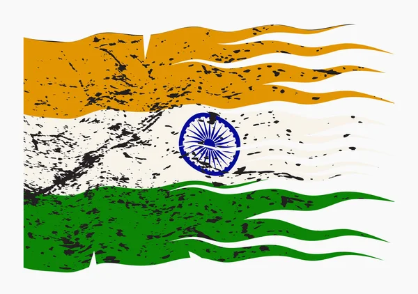 Golvende India vlag Grunged — Stockvector