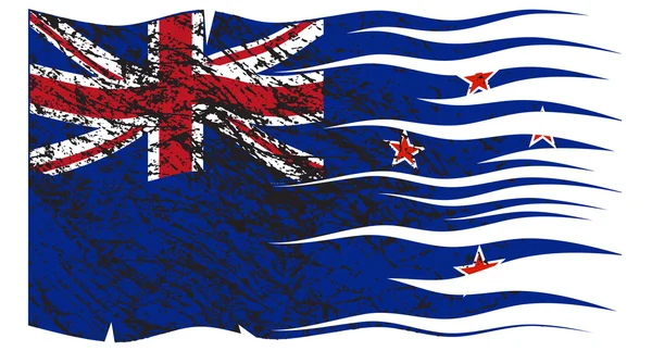 Wavy Zealand Flag Grunged — Stock Vector