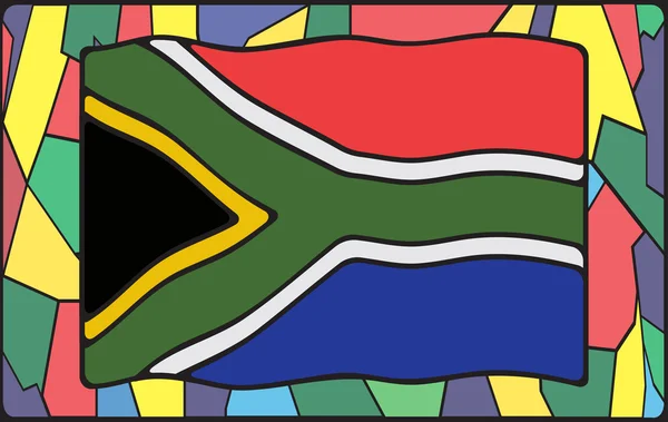 Afrique du Sud Drapeau sur vitrail — Image vectorielle