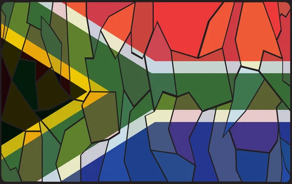 South Africa Flag Stained Glass Window — Stock Vector