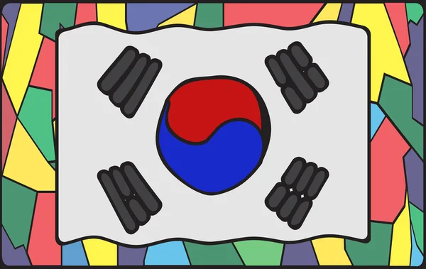 South Korea Flag On Stained Glass — Stock Vector