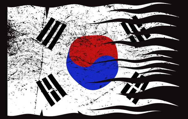 Ondulado Bandera de Corea del Sur Grunged — Archivo Imágenes Vectoriales