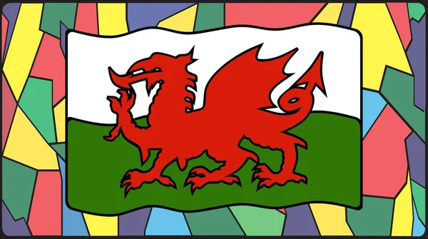 Welsh Flag On Stained Glass — Stock Vector