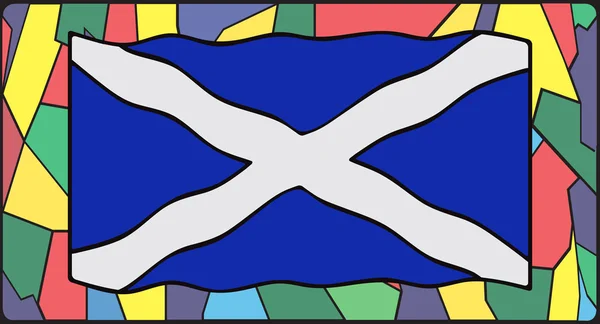 Scotland Flag On Stained Glass — Stock Vector