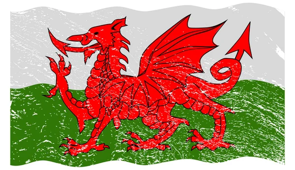 Welsh vlag Grunged — Stockvector