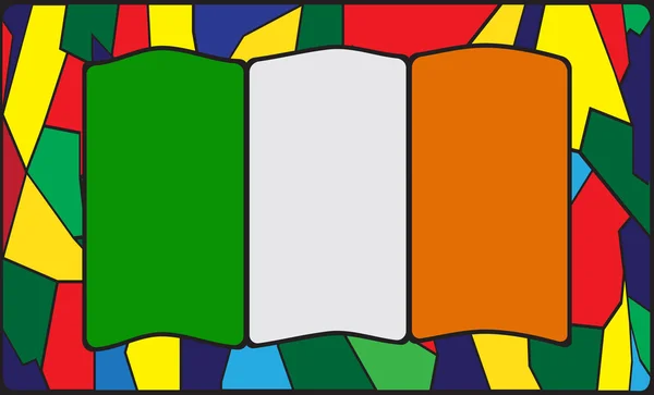 Ireland Flag On Stained Glass — Stock Vector