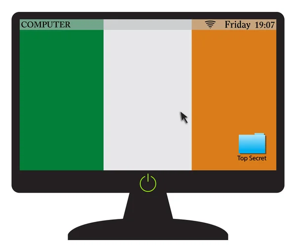 Ireland Computer Screen With On Button — Stock Vector