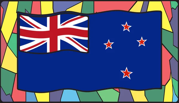 Yeni Zelanda bayrağı cam pencere lekeli — Stok Vektör