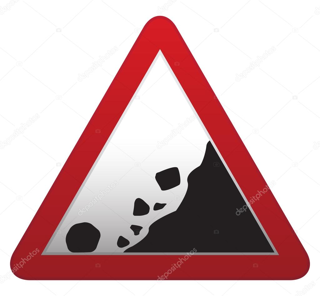 Falling Rocks Road sign