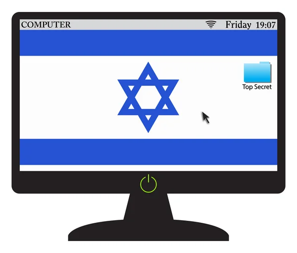 Schermo del computer Israele con pulsante acceso — Vettoriale Stock