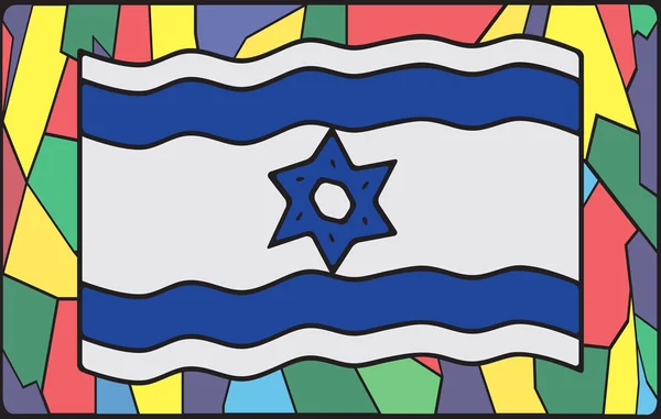 Israel Flag On Stained Glass — Stock Vector