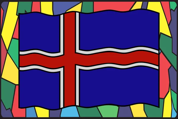 Iceland Flag On Stained Glass — Stock Vector
