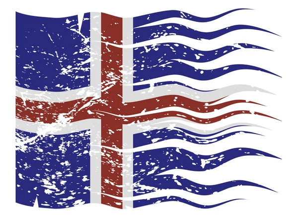 Vågig Islands flagga Grunged — Stock vektor