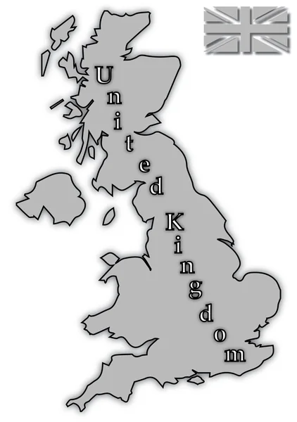 Γκρι Ηνωμένο Βασίλειο χάρτη με γκρι σημαία — Διανυσματικό Αρχείο