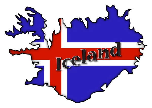 Iceland Flag On Map — Stock Vector