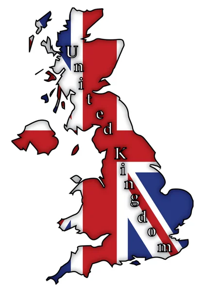 UK Flag On Map — Stock Vector