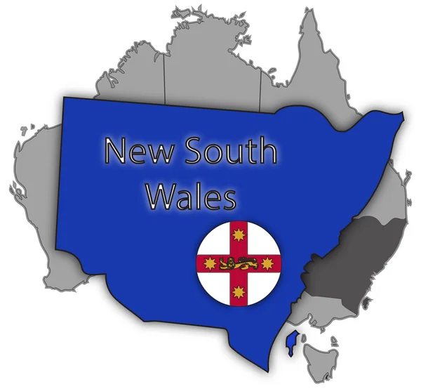 New South Wales Territory And Flag — Stock Vector