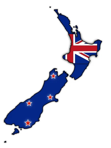 Nya Zeeland flaggan i karta — Stock vektor