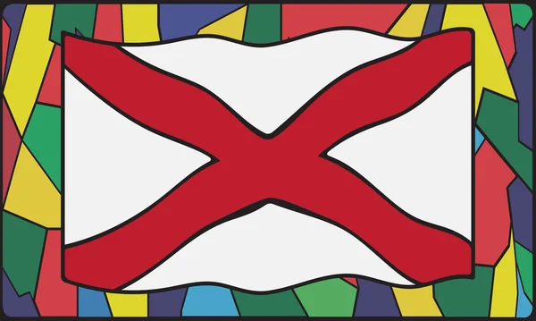 Bandera de Alabama en vidrieras — Vector de stock