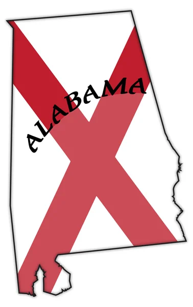 Alabama bayrak harita — Stok Vektör