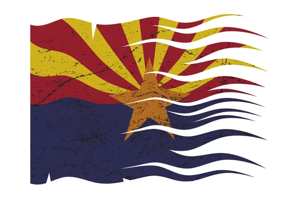 Ondulada bandera de Arizona Grunged — Archivo Imágenes Vectoriales