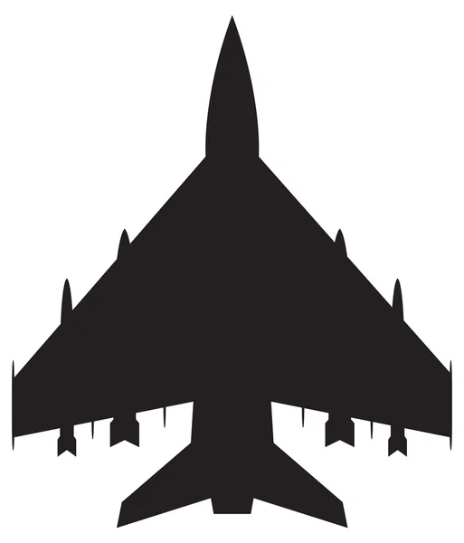 Silueta de avión de combate — Vector de stock