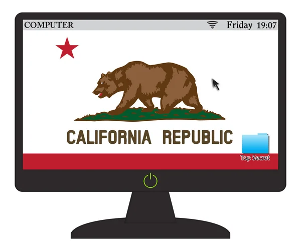 California Computer Bandiera con sul pulsante — Vettoriale Stock