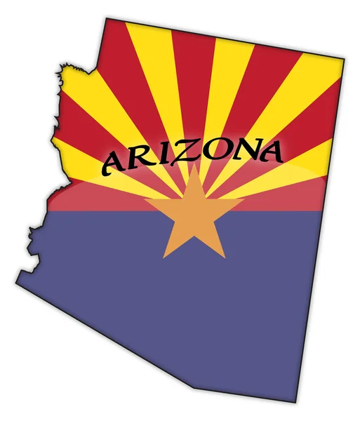 Bandiera Arizona nella mappa — Vettoriale Stock