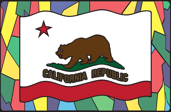 加利福尼亚州旗上彩色玻璃 — 图库矢量图片