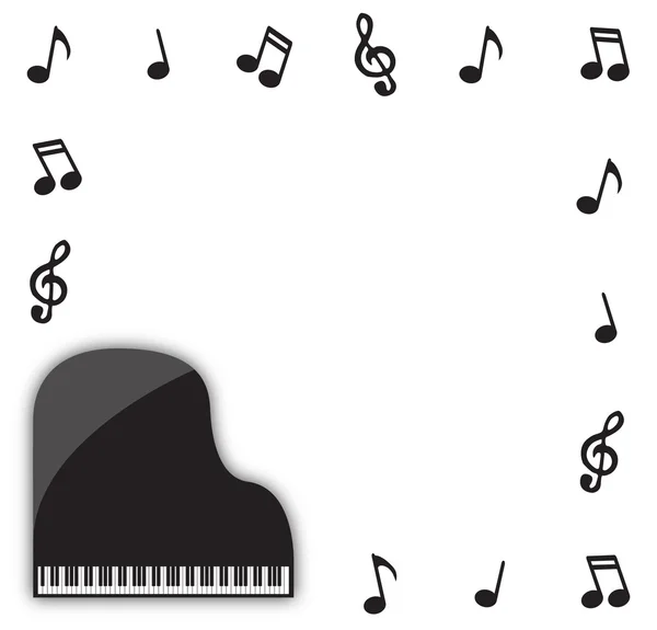 Grand piano met muzieknoten — Stockvector