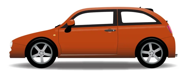 Hatchback coche naranja en detalle — Vector de stock