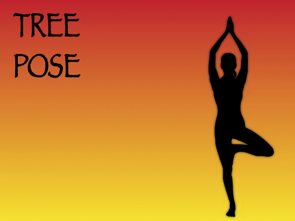 Yoga kadın ağaç poz arka plan — Stok Vektör