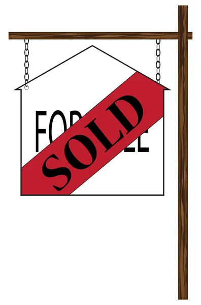 Dom sprzedawany wiszące znak — Wektor stockowy