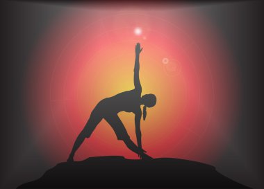 Yoga üçgen poz parlama arka plan