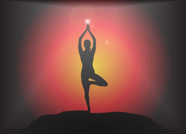 Árbol de yoga Pose Glare fondo — Archivo Imágenes Vectoriales