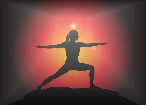 Yoga Warrior Pose sfondo abbagliamento — Vettoriale Stock