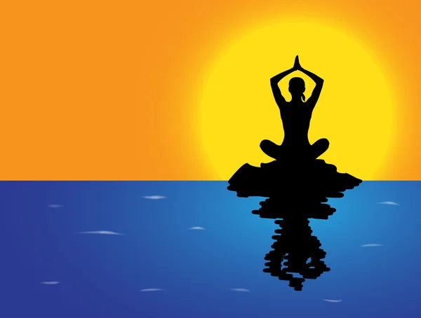 Yoga loto Pose fondo del mar — Archivo Imágenes Vectoriales