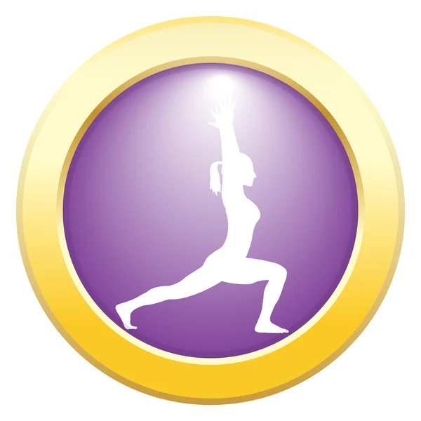 Yoga High Lunge Pose Icône Violette — Image vectorielle