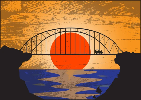 Γέφυρα καρτ ποστάλ (grunged) — Διανυσματικό Αρχείο