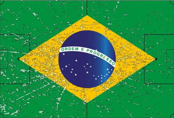 Flaga Brazylii piłka nożna grunged — Wektor stockowy