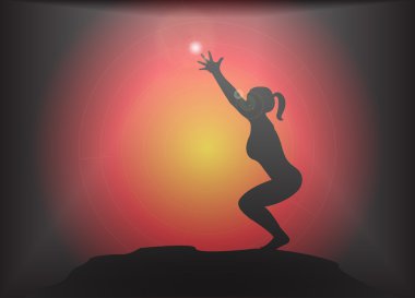 Yoga sandalye poz parlama arka plan