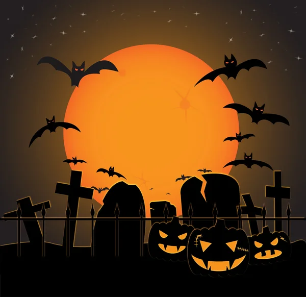 Halloween kyrkogård Orange — Stock vektor