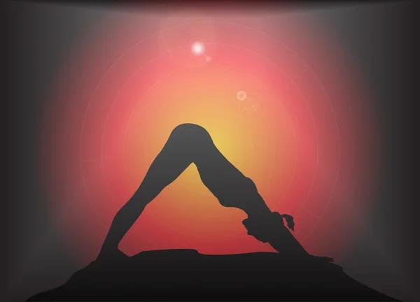 Yoga hacia abajo Pose Pose Glare fondo — Vector de stock